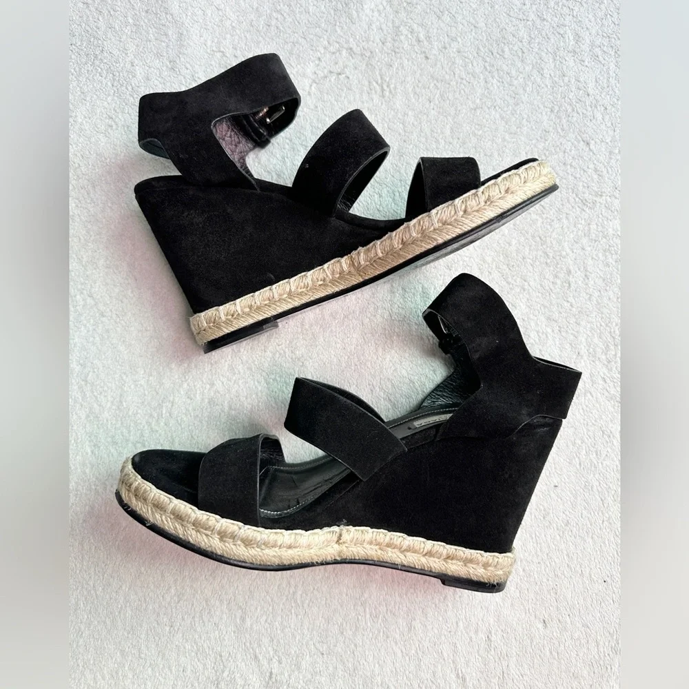 EUC Balenciaga Suede Platform Sandals Black sz 7 EU‎ 37 rope track leather wedge